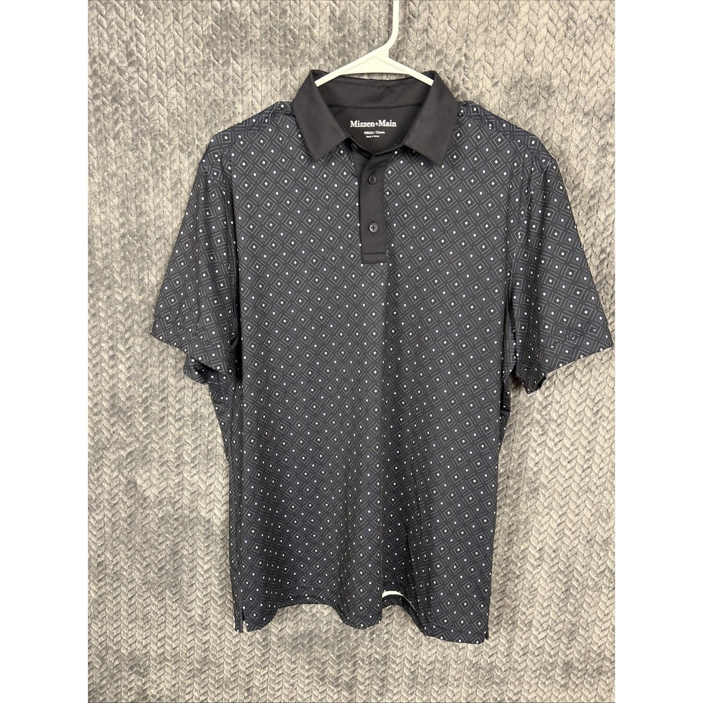 Mizzen Main Mens Small Shirt Performance Golf Polo Stretch Geometric